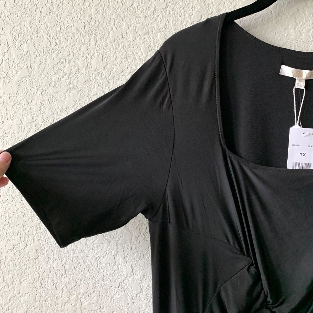 WAYF Rigby Ruched Midi Dress in Black - Picture 4 of 11